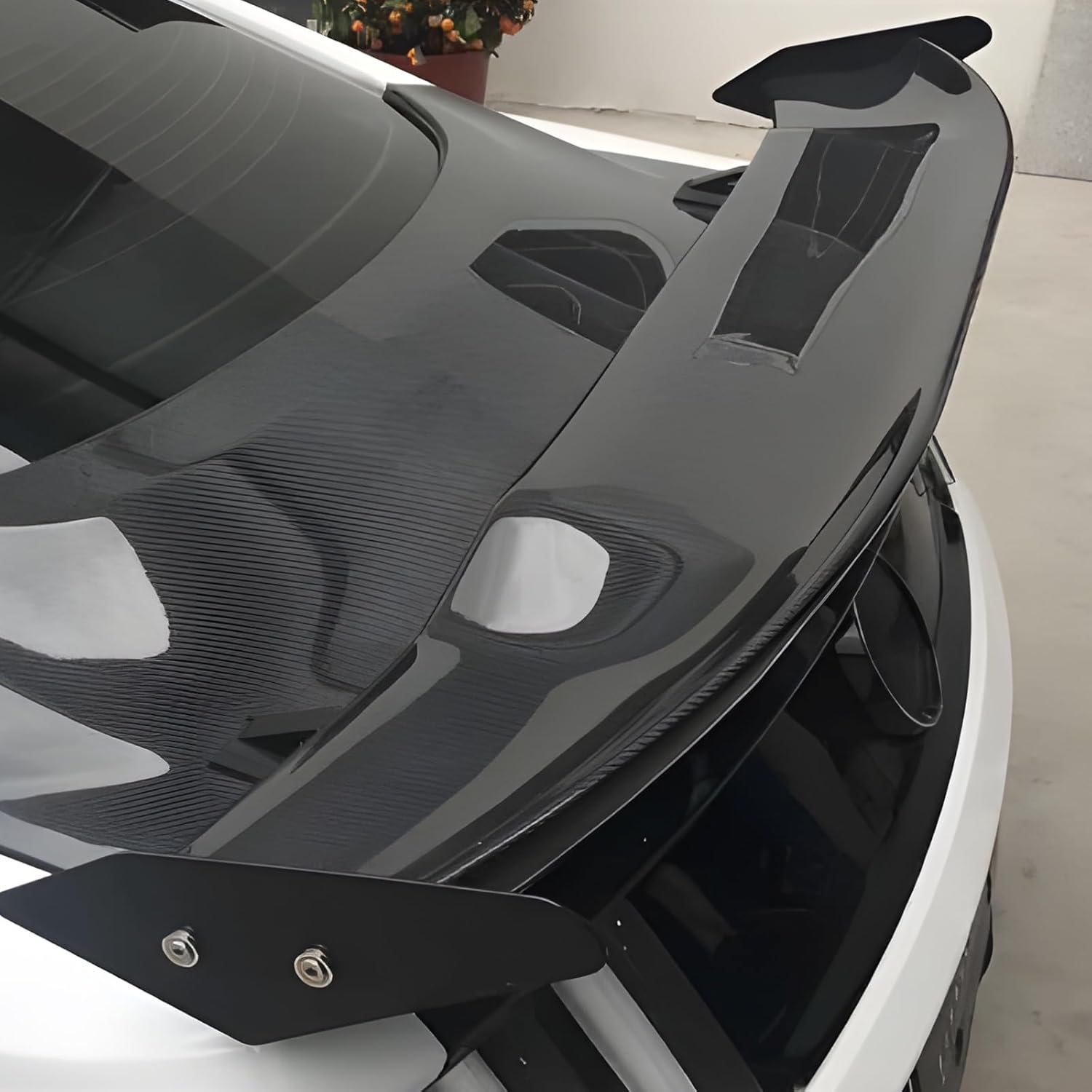 Carbon Fiber Rear Wing Spoiler Compatible with Mustang 2015-2020 Rear Trunk Lip Spoiler Wing Vehicle Body Styling Kit