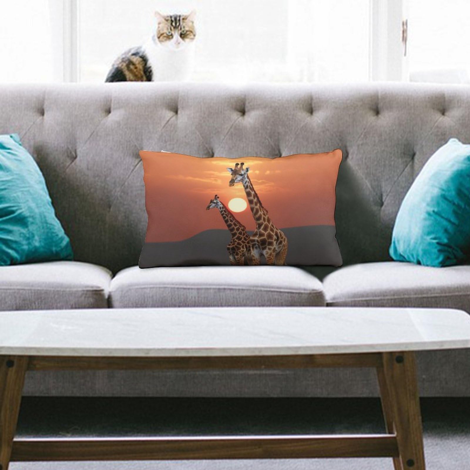 NTVOWPZO Decoration Throw Pillow Covers 8"x12" Pillowcases Covers Giraffe at Sunset Soft Pillowcases Modern Farmhouse Home Decor Sofa Cushions Covers for Couch Bed Living Room