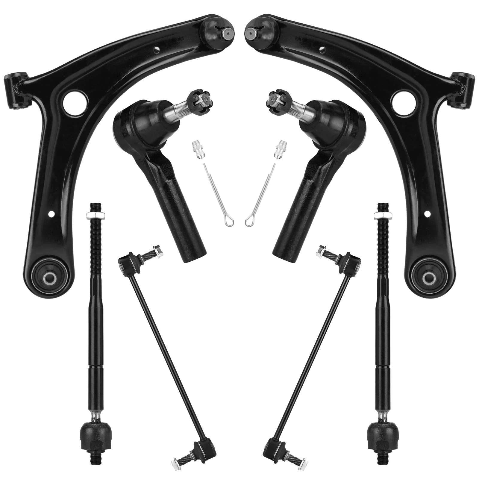 Youxmoto Front Lower Control Arm Kit for Dodge Caliber 2009-2012, for Jeep Compass/Patriot 2007-2017 8pcs Suspension Kit with Ball Joints Sway Bars Tie Rods