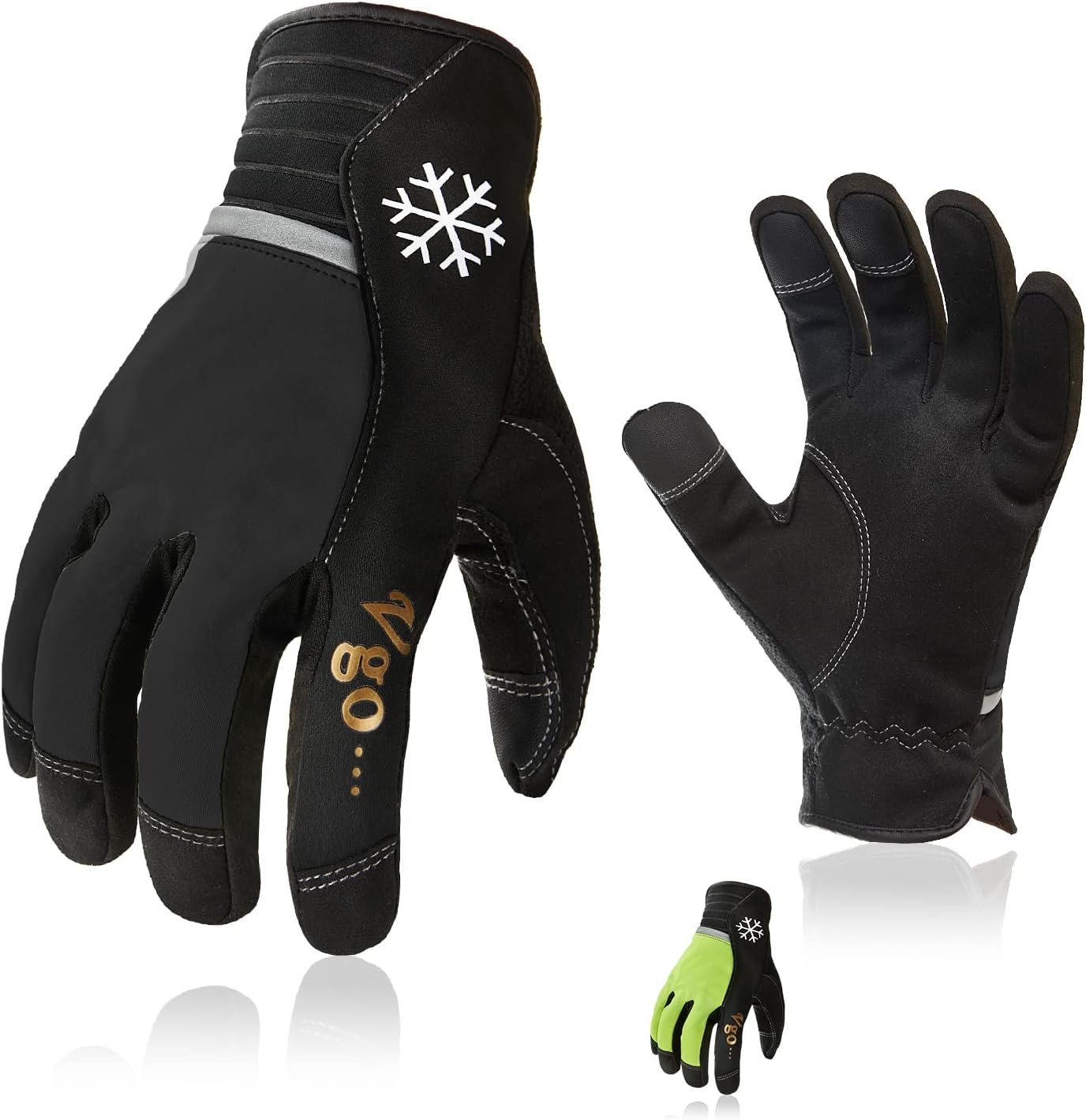 Vgo... 2Pairs Winter Work Gloves Men 5℃/41℉ or Above High Dexterity
