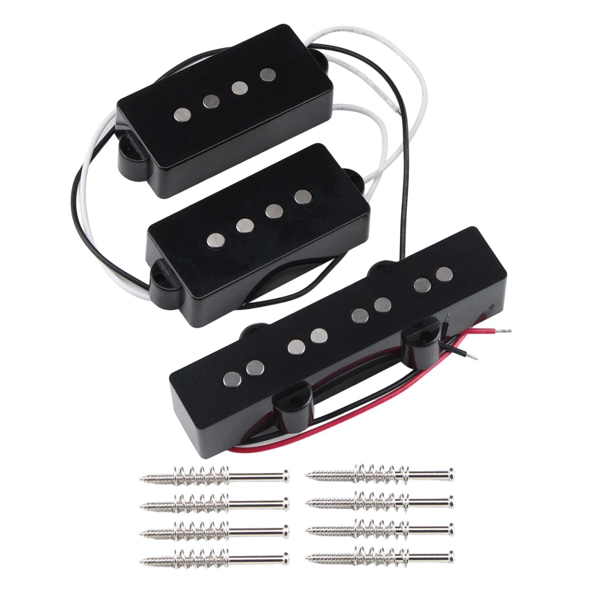 Pastilla De Guitarra Eléctrica Profesional Pastilla De Bajo Alnico 5 PB | Juego de pastilla de bajo y pastilla de puente JB, bobina ABS negra para bajo de 4 cuerdas