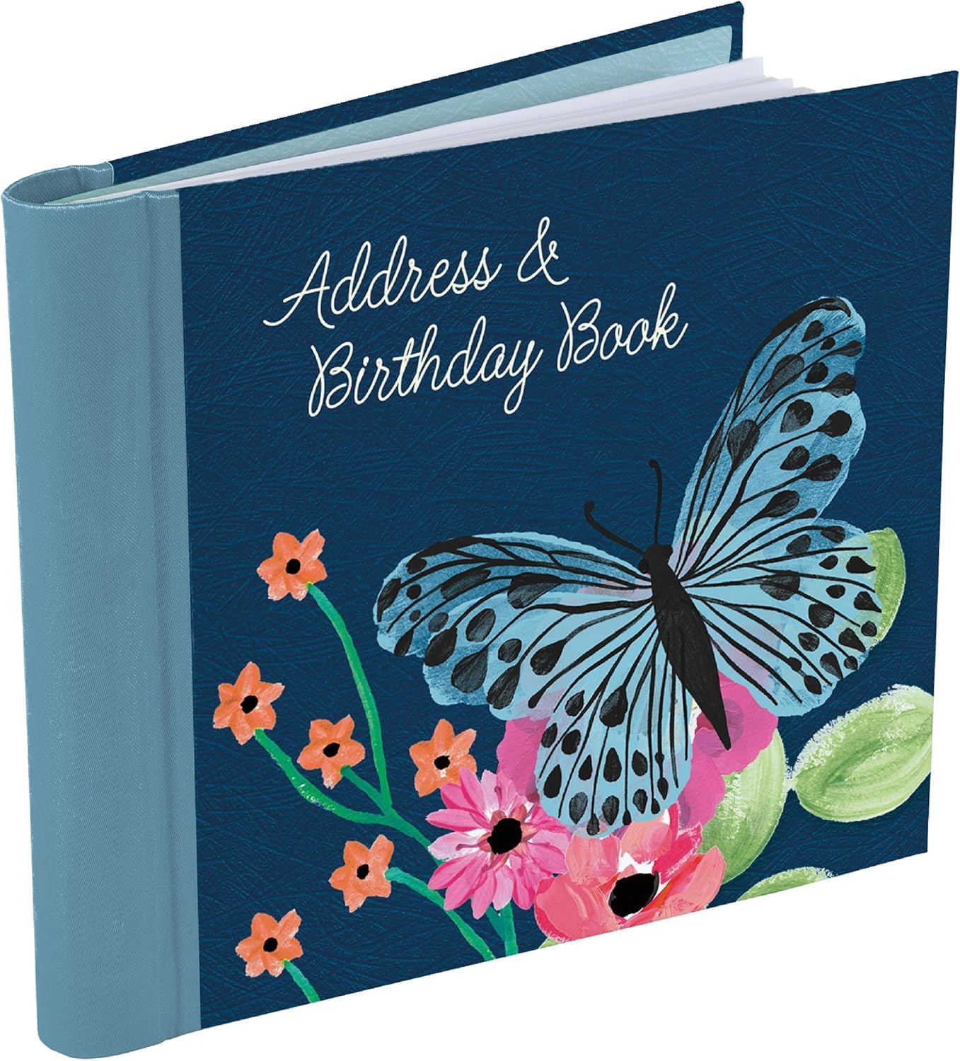 Address & Birthday Book – Address Organizer with Spiral Binding (164 x 145mm) – Contact & Birthday Reminder Book with Tab Dividers (Blue Flutter)
