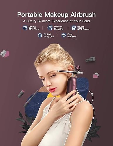 Miniatura 2 de GX Water Shine Skin Boost - Aerógrafo portátil para tratamiento de spa de oxígeno, boquilla de 0.012in de alta presión para el cuidado profundo de