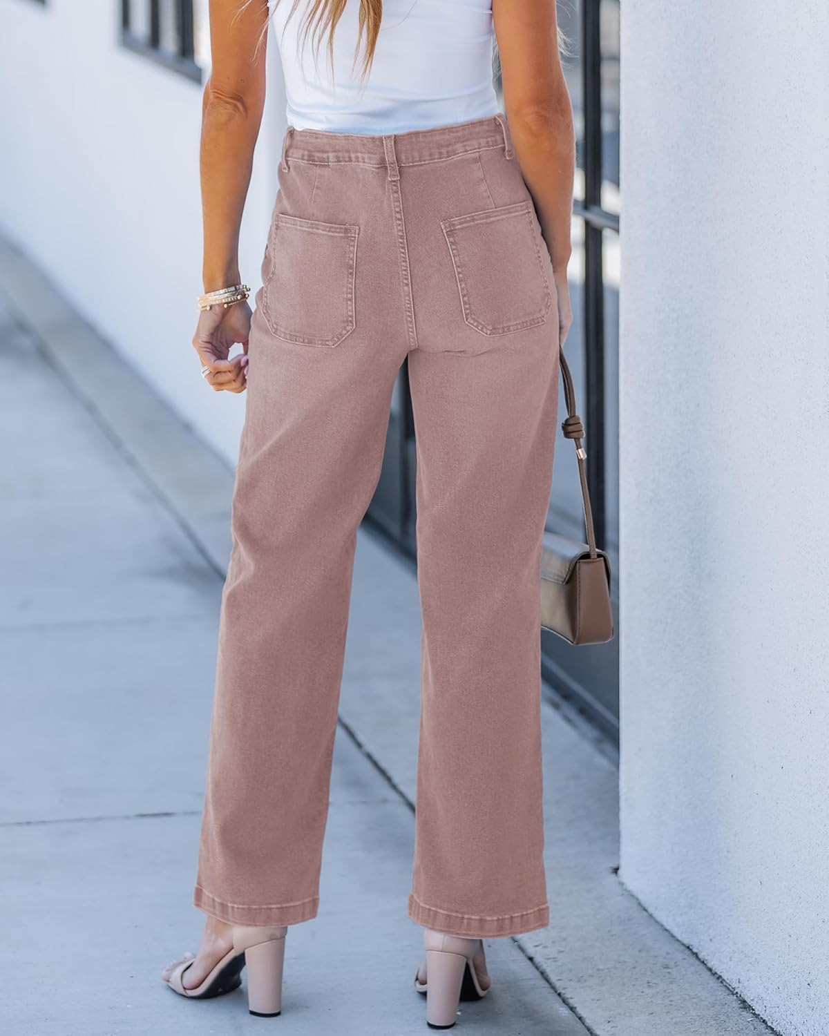 GRAPENT Jeans for Women High Waisted Straight Leg Jeans Stretchy Trendy Wide Leg Denim Pants Jean Trousers Patch Pockets - Image 3