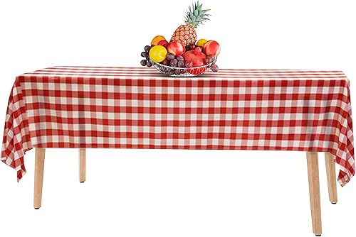 Miniatura 6 de Paquete de 14 manteles de plástico para pícnic, a cuadros rojos, de 54 x 108 pulgadas, rectangulares, desechables, para fiestas, cumpleaños, bodas,