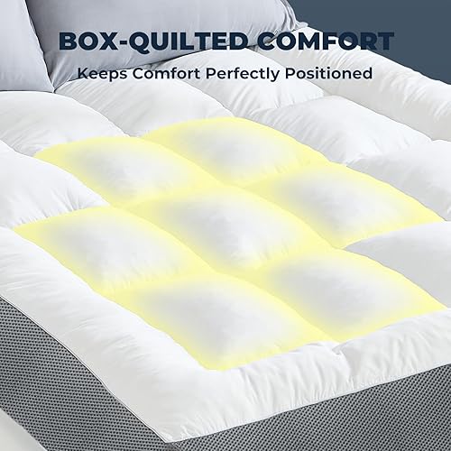 Vista 9 de HYPREST Cubrecolchón de 4 pulgadas, tamaño Queen, almohada gruesa de algodón refrescante con espuma viscoelástica triturada de 2000 GSM, suave