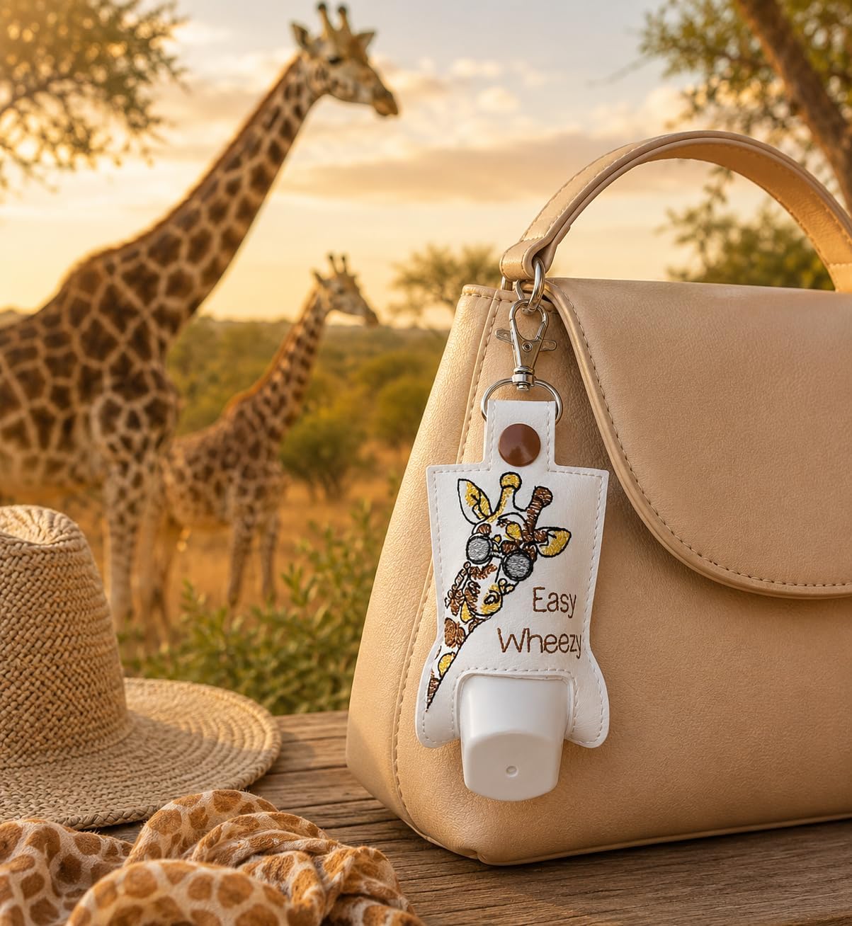 Giraffe Easy Wheezy Inhaler Holder Key Fob