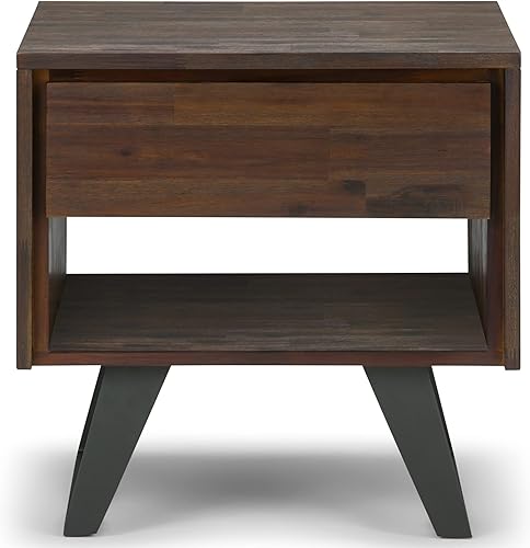 Miniatura 170 de SIMPLIHOME Lowry - Mesa auxiliar cuadrada de madera de acacia maciza y metal, de 22 pulgadas de ancho, moderna, industrial en marrón envejecido café