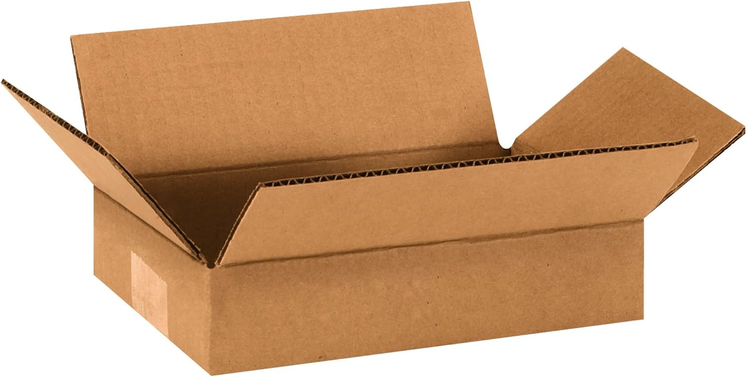 Partners Brand P962 Flat Corrugated Boxes, 9"L x 6"W x 2"H, Kraft (Pack of 25)
