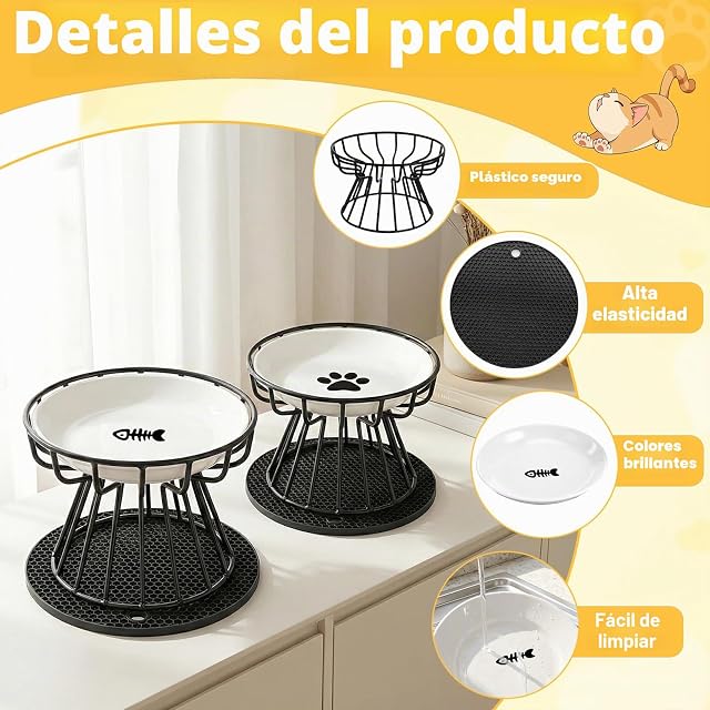 Foto 3 de 7 de Staranry 2 Cuencos de Comedero Gato Elevado con Soporte