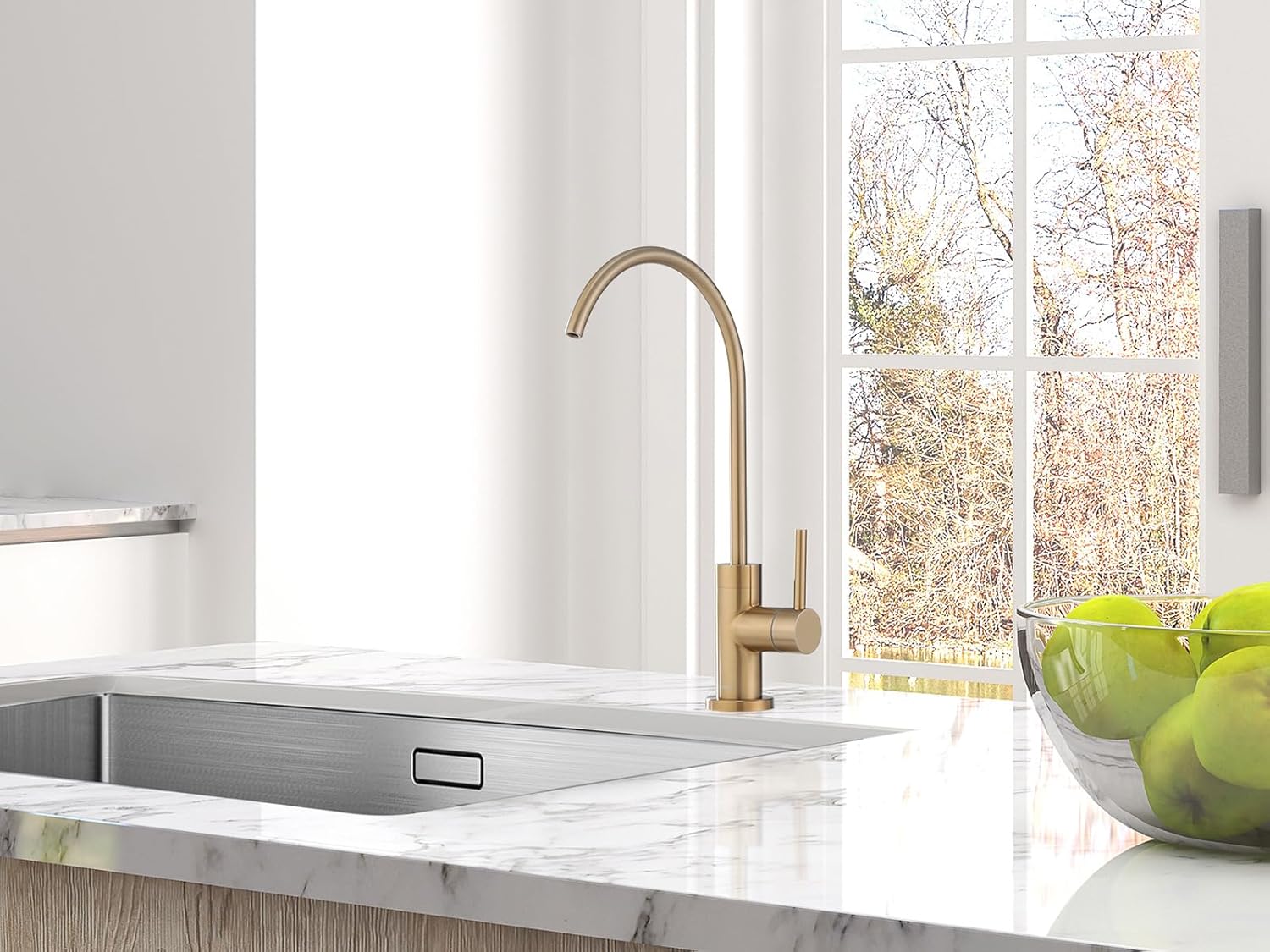 AguaStella AS09CPB Champagne Bronze Stainless Steel Kitchen Water Filter Faucet RO Faucet for Most Reverse Osmosis Units or Water Filtration System in Non-Air Gap