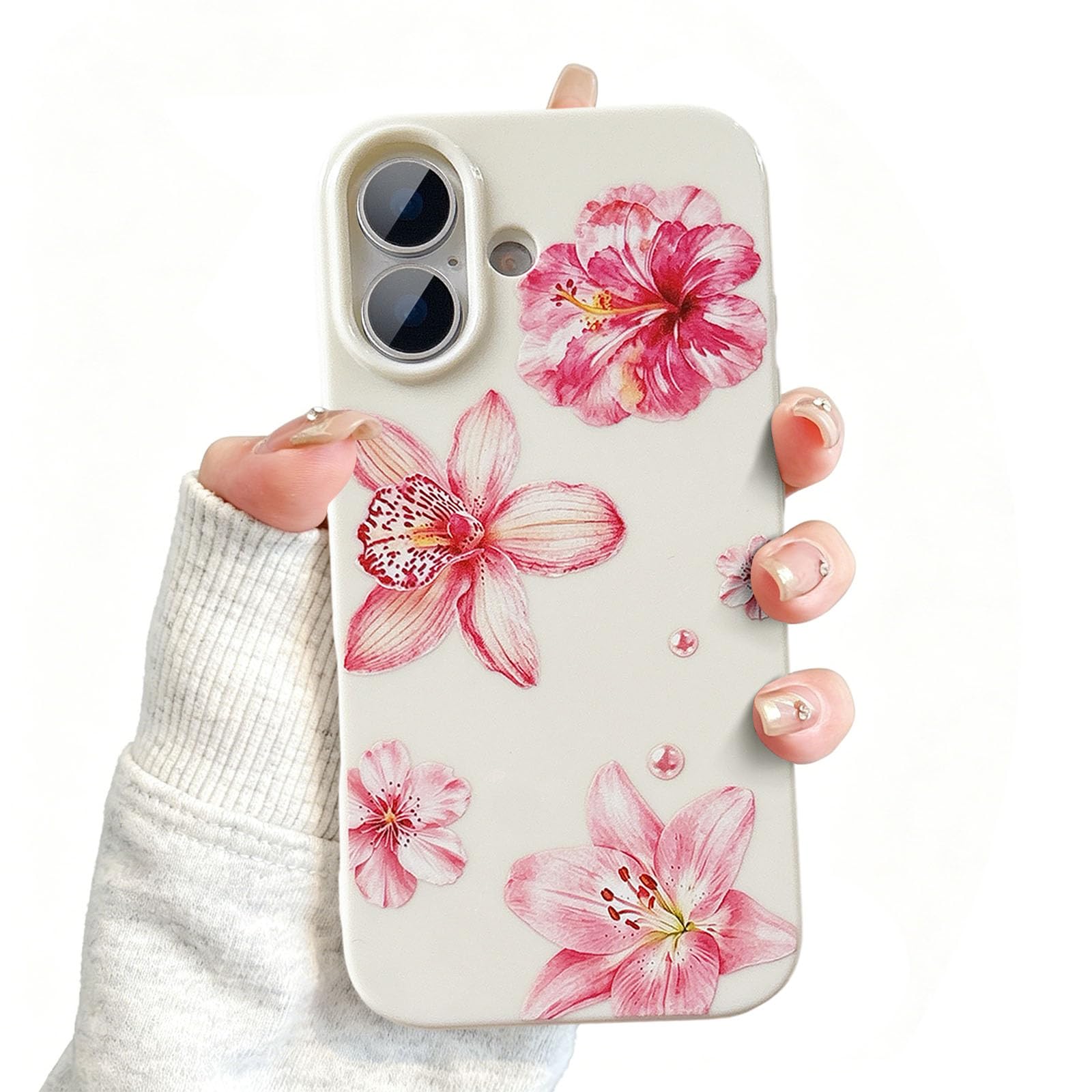 Coque Fleurie Lys Rose iPhone 16 Plus Look Tendance - 8