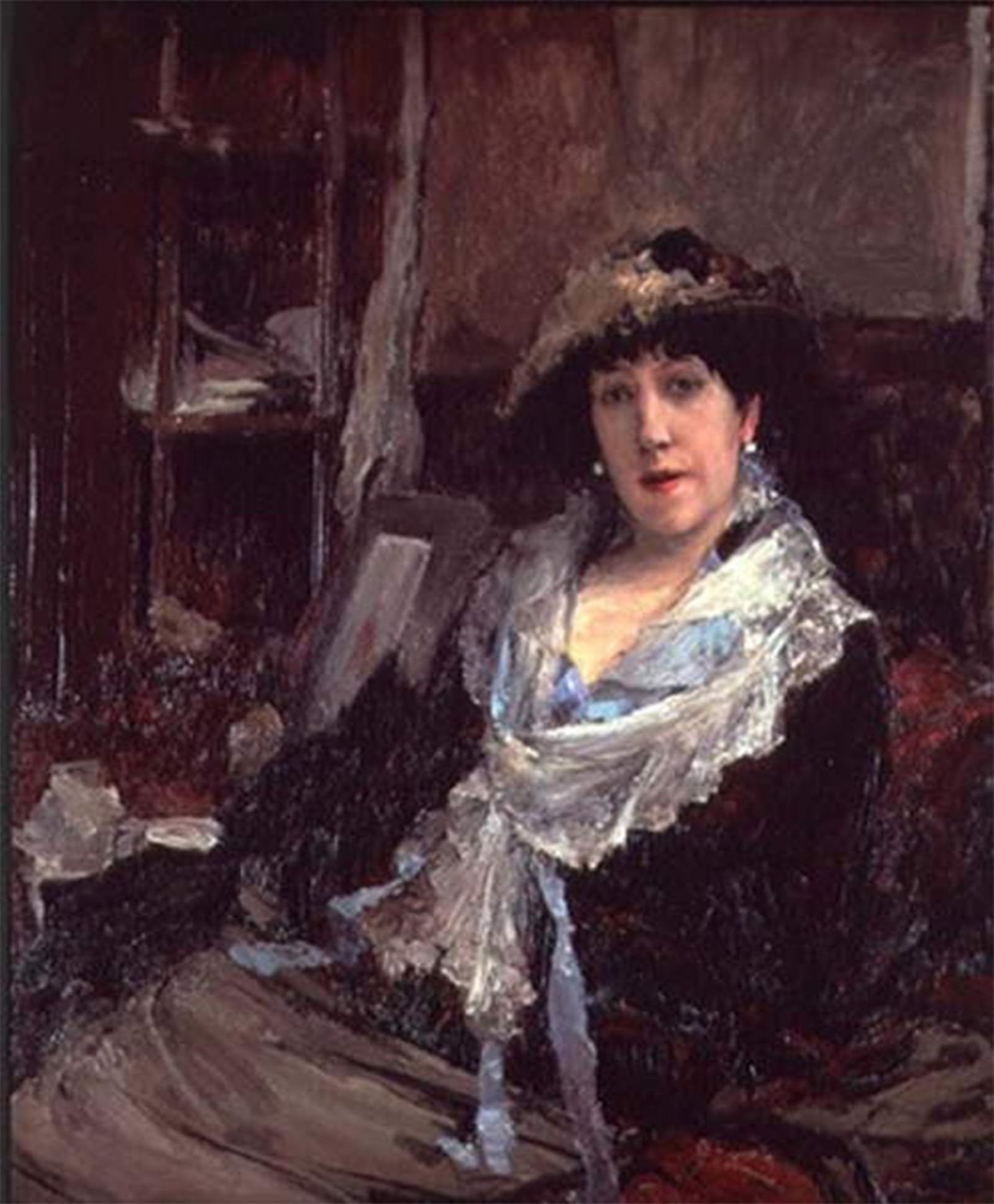 HRJUBWREE Classic Canvas Picture Art Canvas Print Modern Oil Painting Portrait of Madame Jeanne Samary by Jules Bastien Lepage Artwork on Wall for Office Decor 60x90cm