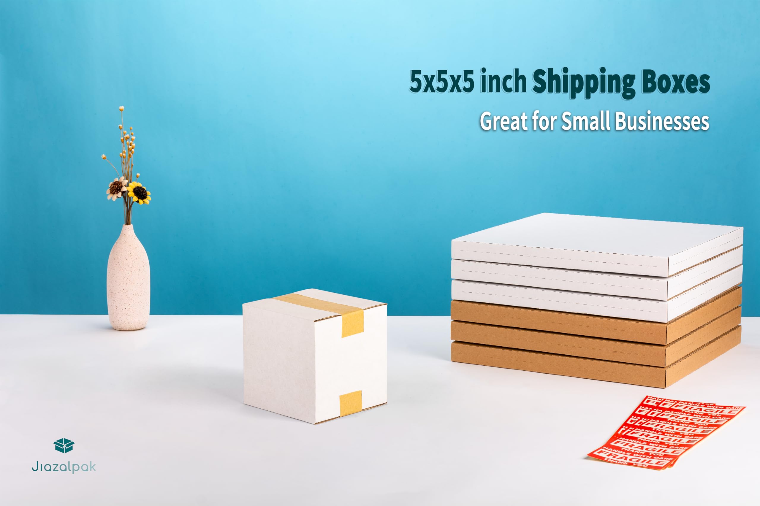 Versandkartons, Wellpappe, 12,7 x 12,7 x 12,7 cm, für kleine Unternehmen, Versand, Verpackung und Aufbewahrung, Weiß, 25 Stück