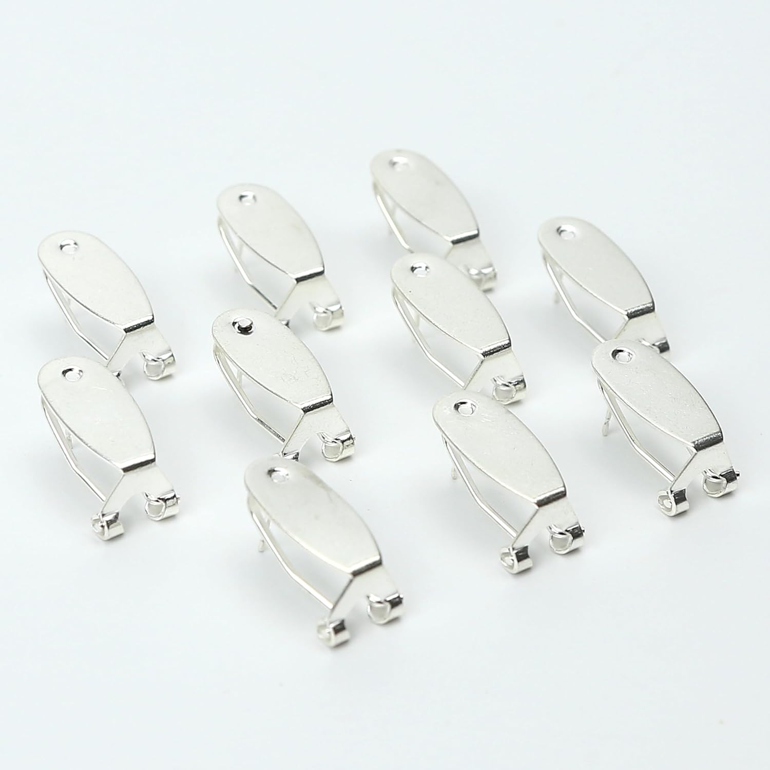 Silver Fingernail Earring Post for Native American Earring 10 Pieces/lot - Flatback Stopper for Making Heavy, Bulk Native American Pierced Jewelry Findings (Color: Silver)