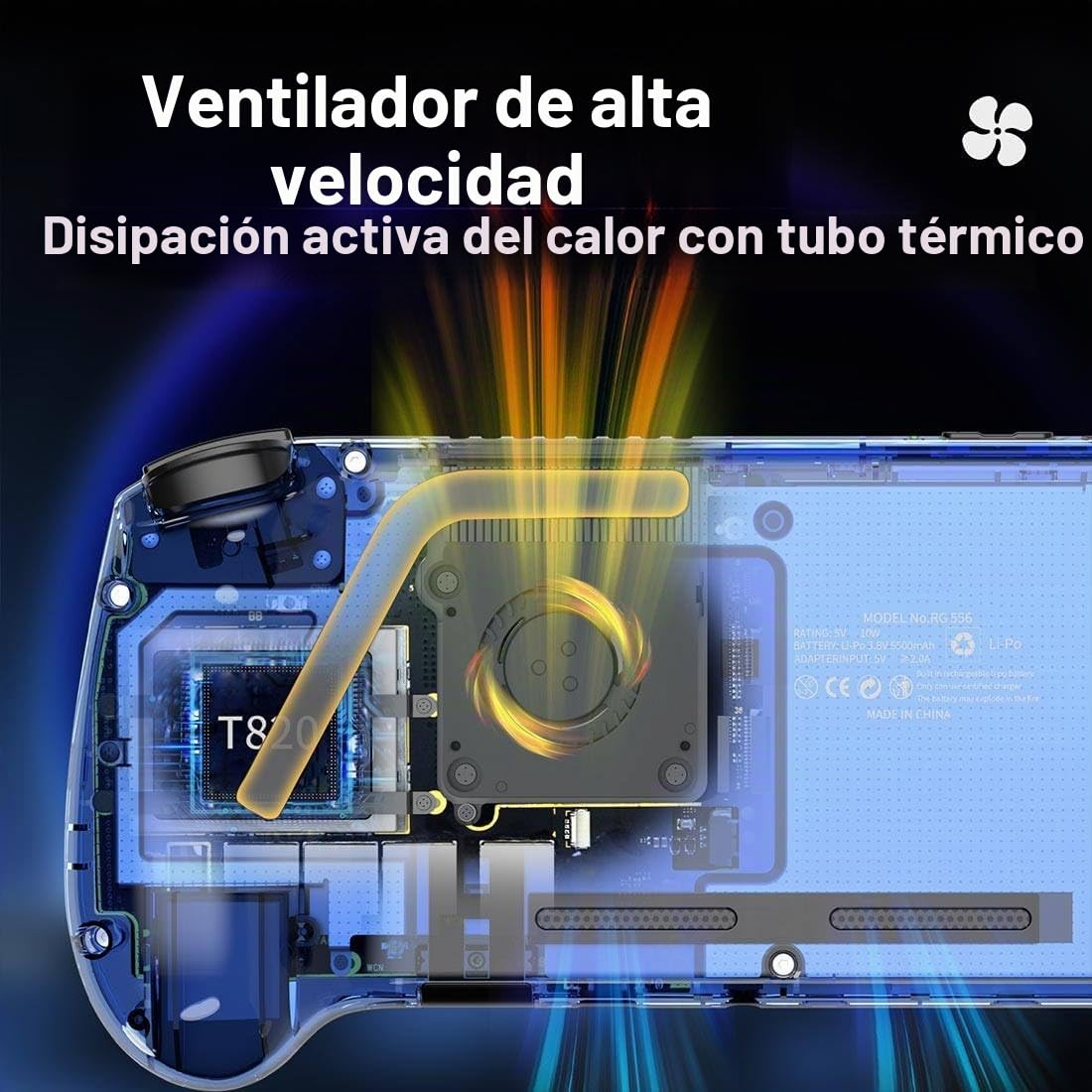 RG556 - Consola de Juegos Portátil Retro de 128G Con 4000 Juegos, Android 13 Unisoc T820 de 5.4 Pulgadas, Pantalla AMOLED Compatible Con WiFi Para Adultos y Niños (4+128G) - Con Funda