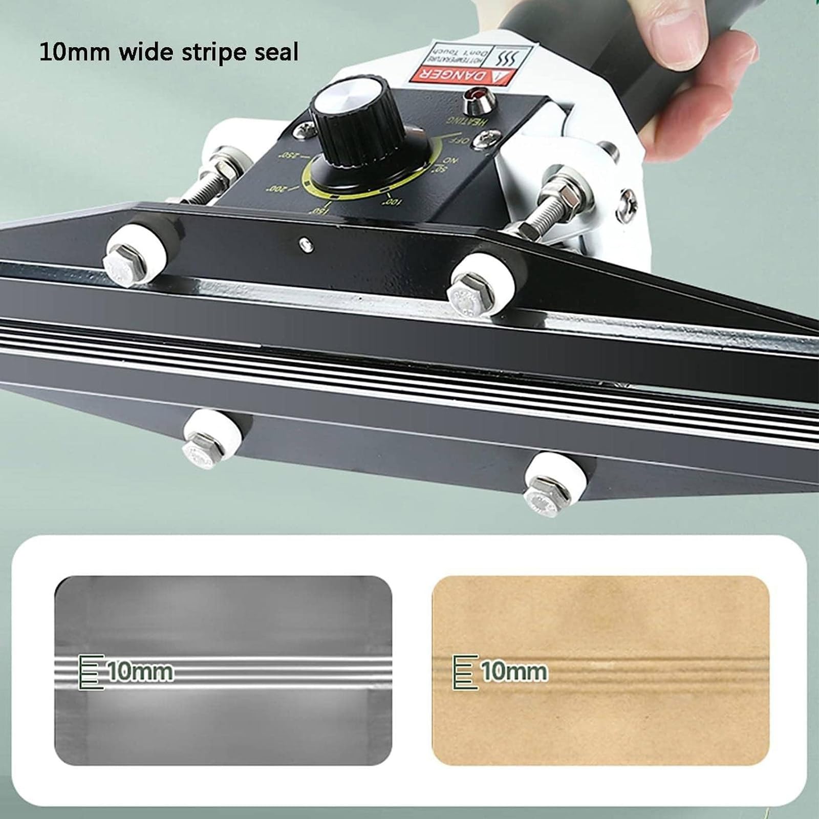 Sellador de bolsas por impulso portátil de mano de 200/300/400/500/600 mm - Máquina selladora térmica - Ancho de sellado de 10 mm - Control de temperatura de 0 a 300 ℃, para envasado de alimentos, e