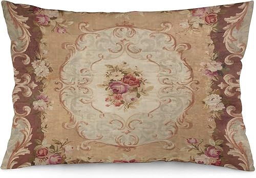 Funda de almohada rectangular con diseño floral de rosa envejecida, funda de almohada decorativa lumbar, decoración del hogar para sala de estar,