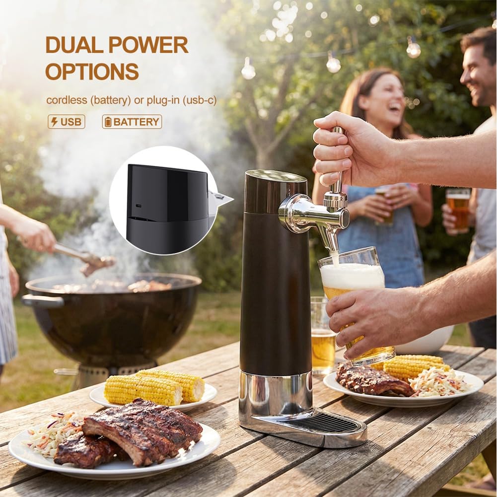 Dispensador de Cerveza de Barril, Mini Dispensador Doméstico de Cerveza para Latas y, Grifo de Cerveza Portátil con Espuma Ultrafina