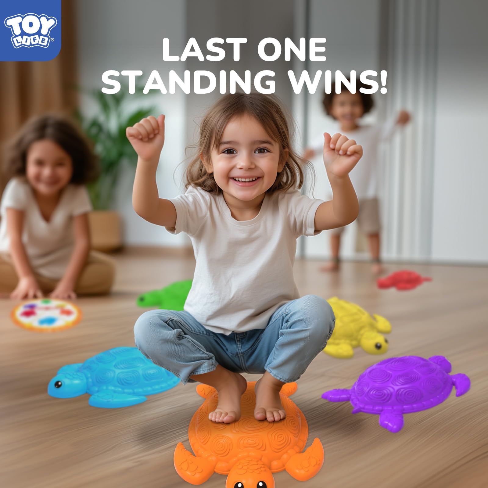 TOY Life 10 Pcs Turtle Balance Stepping Stone for Kids, Indoor Outside Toys for Kids Ages 4-8, Toddler Outdoor Toys, Stepping Stones Game, with Cards and Spinner - Image 4