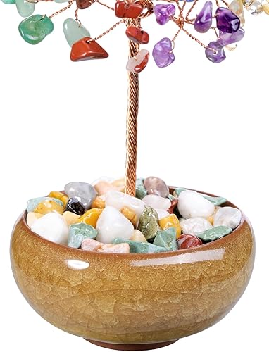 Miniatura 5 de Top Plaza Árbol de piedra de cristal curativo de aventurina verde, envuelto en cuarzo transparente natural, Feng Shui, hogar, oficina, tamaño