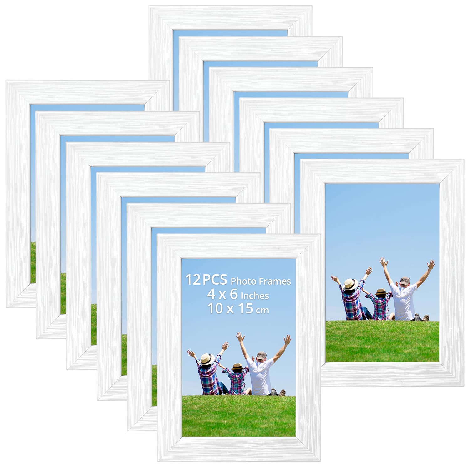 QWORK® 12 PCS Photo Frames, 6 x 4 Inches White Photo Frames for Wallmount, Tabletop Display