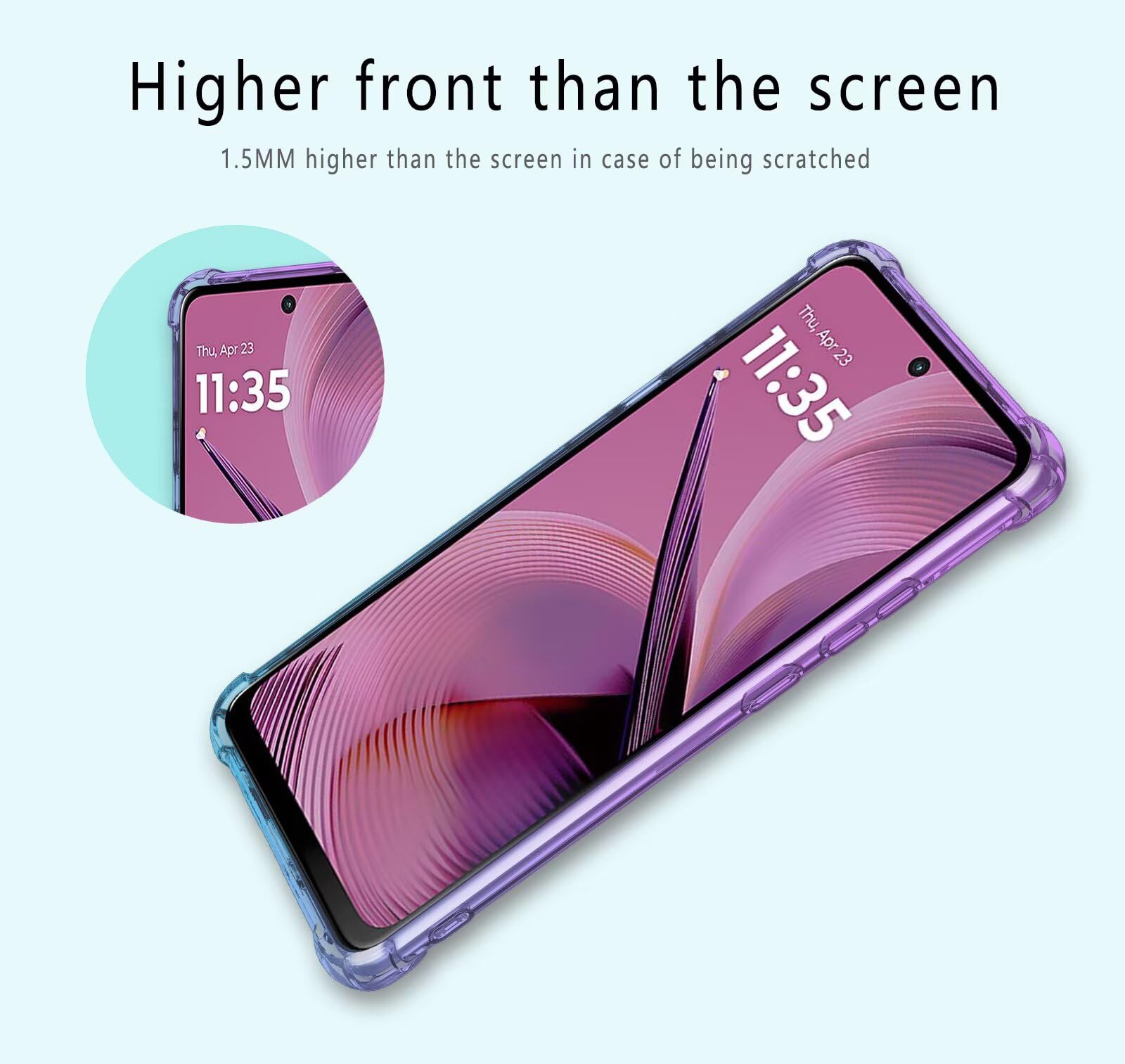 EASSGU TPU Handyhülle Für Motorola Moto G05 / E15 – Durchsichtiger Farbverlauf, Stoßfest, Blau-lila