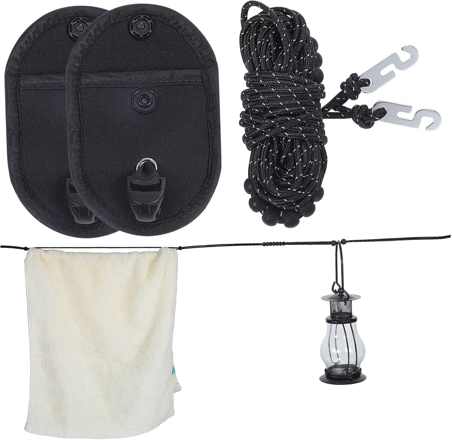 2pcs Portable Clothesline for Travel Camping Outdoor Laundry Line Fixed Beads Easy to Use Carry