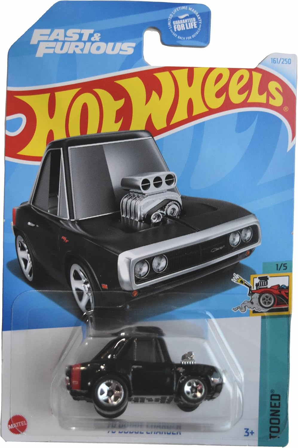 Hot Wheels '70 Dodge Charger, Tooned 1/5 Fast & Furious 161/250 [Black]