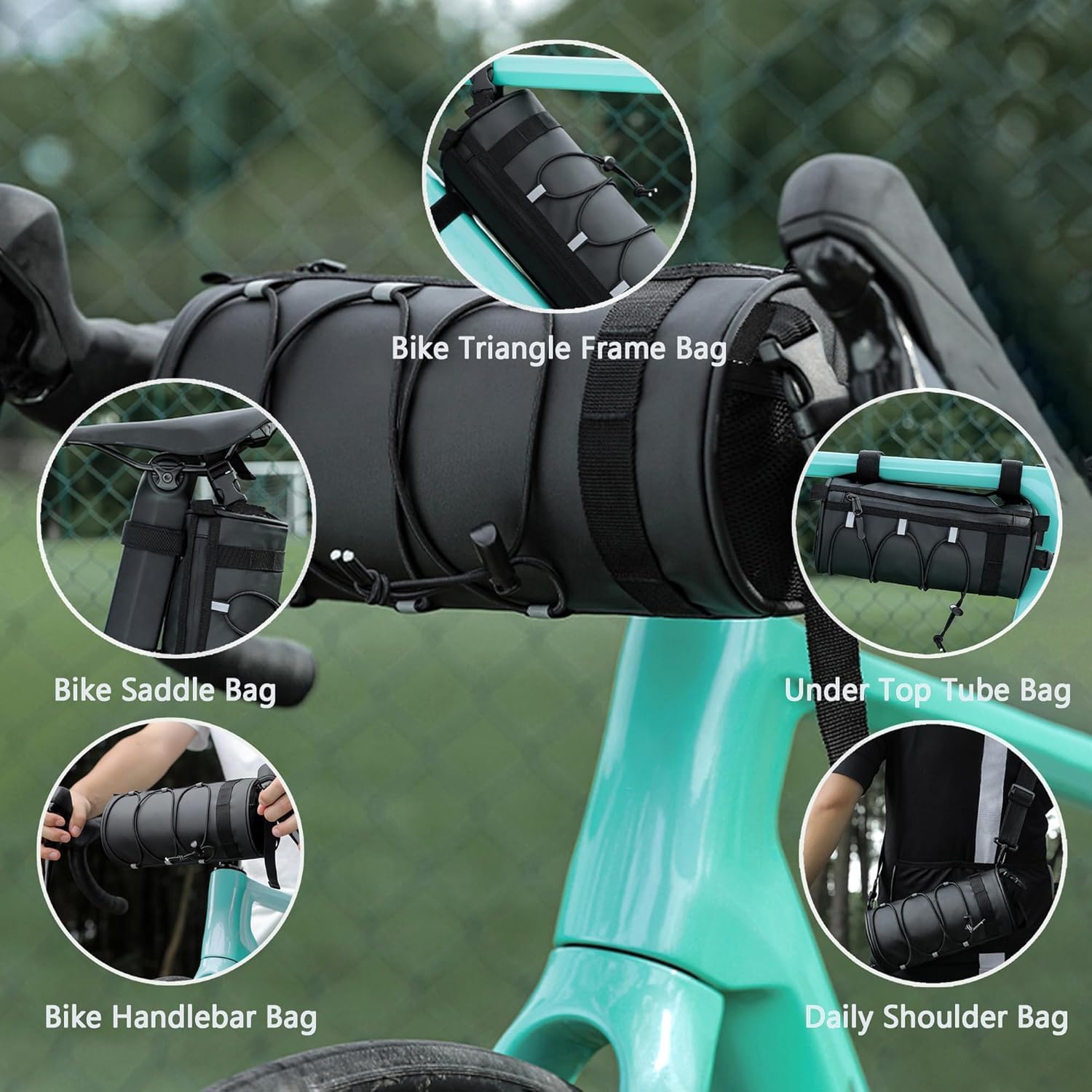 Bike Handlebar Bag for Fuji Feather, Rainproof Front Frame Storage Pack 2.8L Capacity Adjustable Straps for Secure Fits MTB Road Bike