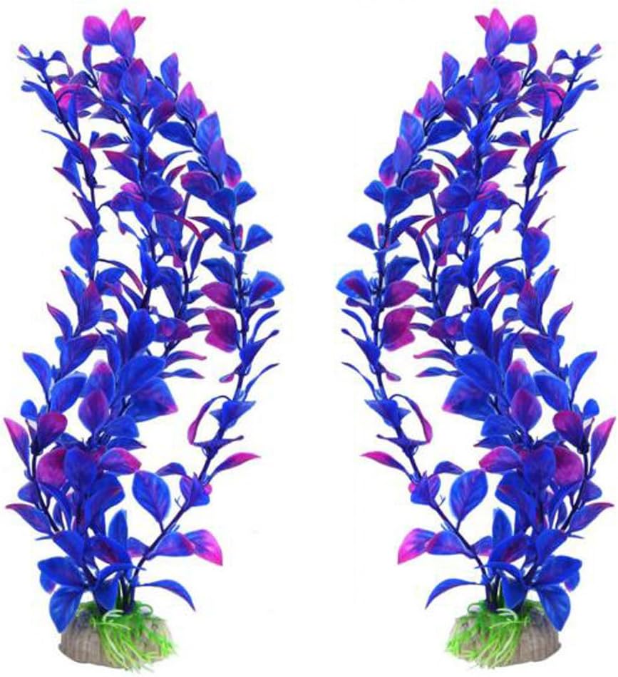 ZJWEI Aquarium Decor Fish Tank Decoration Ornament Artificial Plastic Plant Purple 25cm 3Pcs