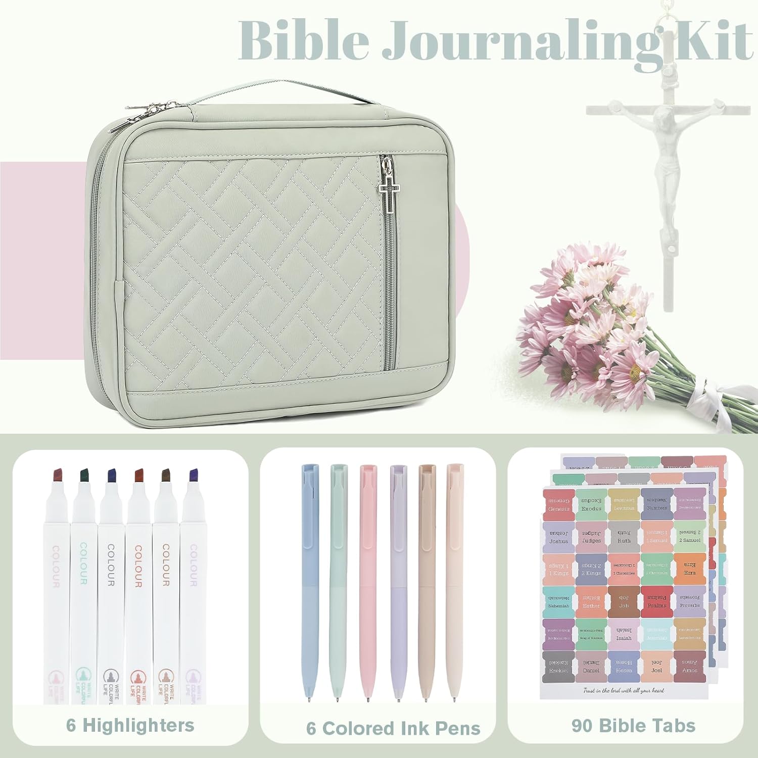 Bible Cover Case for Women, Large Bible Bag Quilted Bible Carrying Case for Girls, Christian Gifts for Women - Image 2