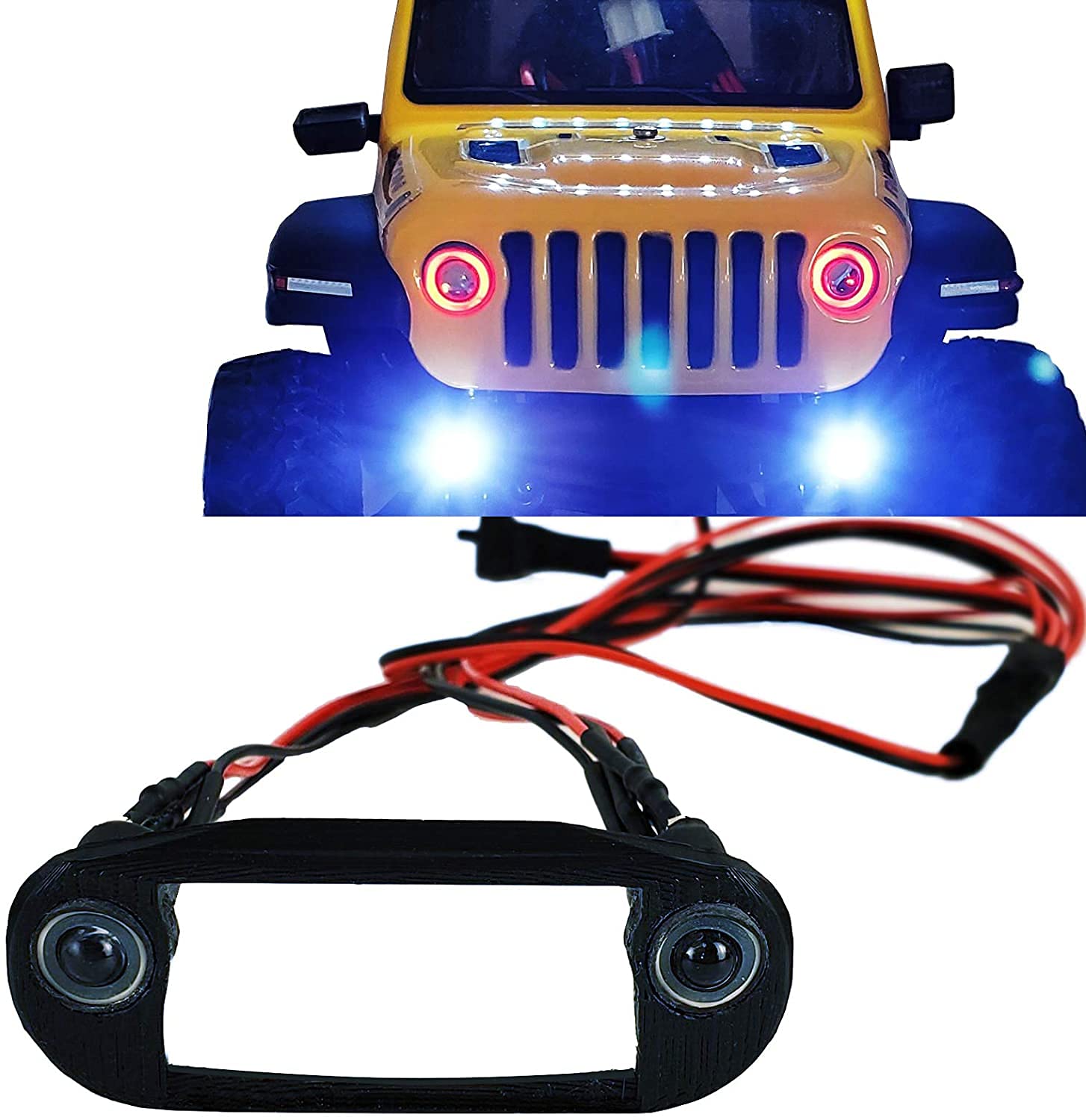 JGGZONE Mini 1/24 LED Headlights Taillights Front Face Light Set 1/24th RC Car Front Lights Lamp LED Headlight Set for 1/24 Axial SCX24 90081 RC Crawler Car Upgrades (Red+White)