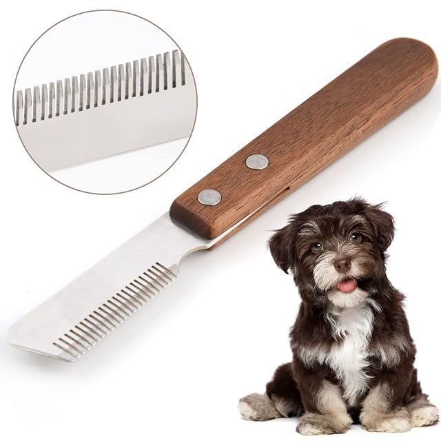 onebarleycorn - Cuchillo pelador Profesional para Perros, Mango de Madera ergonómico Herramienta de Aseo…