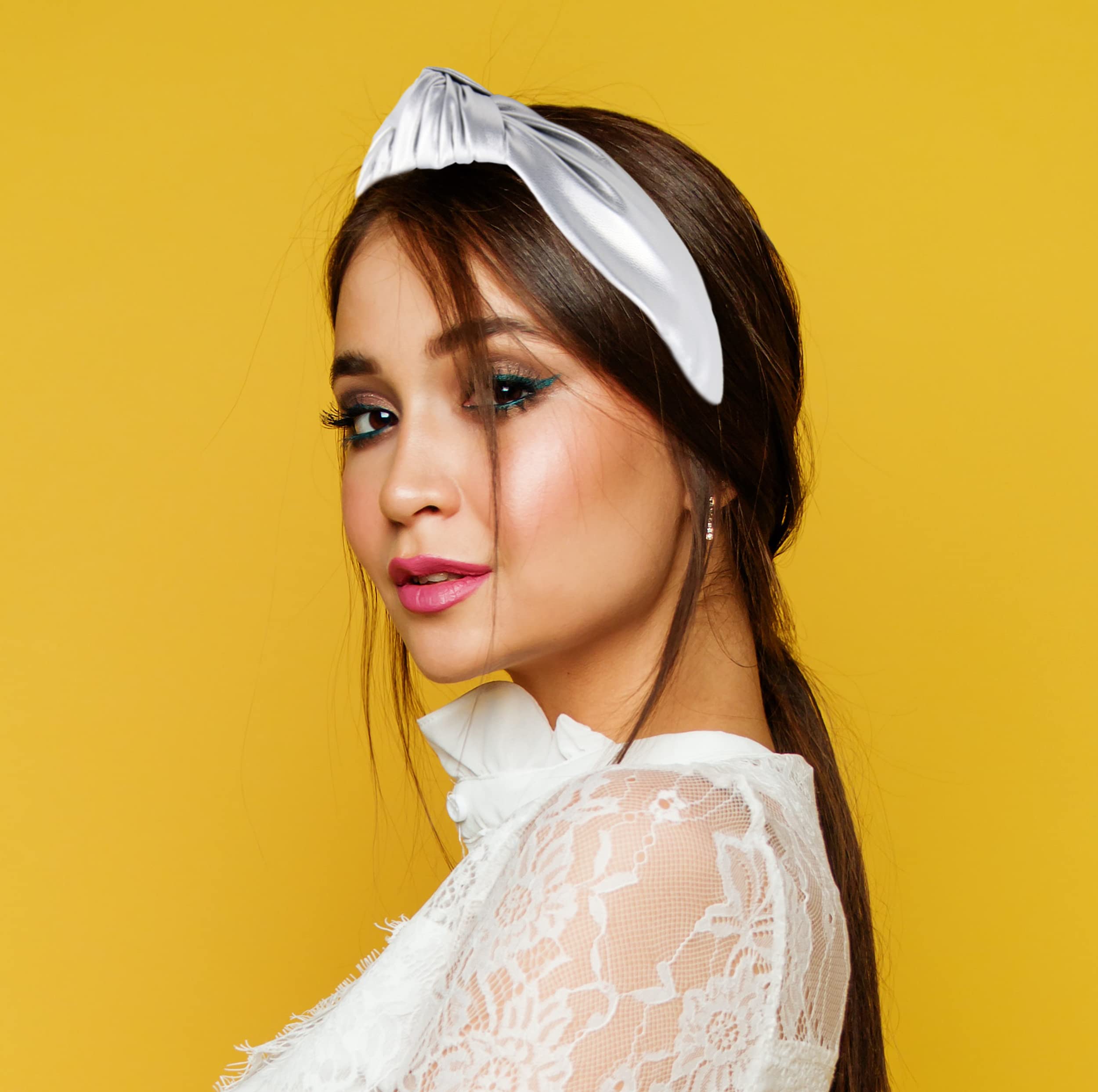Amazon.com : YETASI Silver Faux Leather Headband - Classy  display picture 1