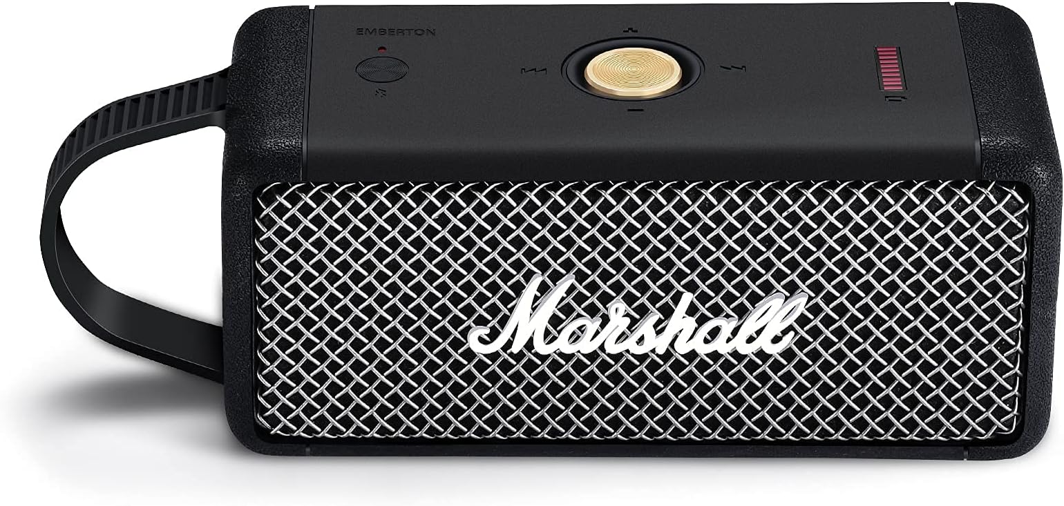 Flexible Silicone Carrying Case for Marshall Emberton Portable Bluetooth Speaker, Black
