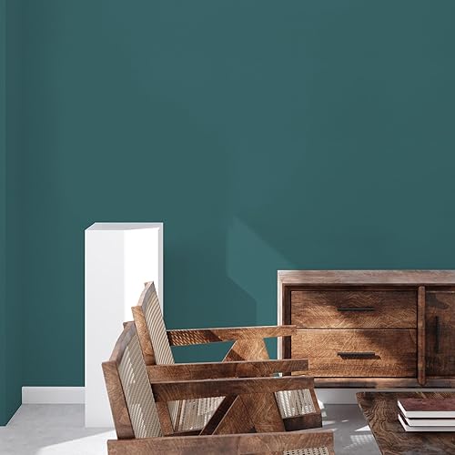Miniatura 5 de Papel tapiz autoadhesivo para despegar y pegar, 15.7 x 118 pulgadas, color verde azulado mate, papel de contacto extraíble, color sólido,