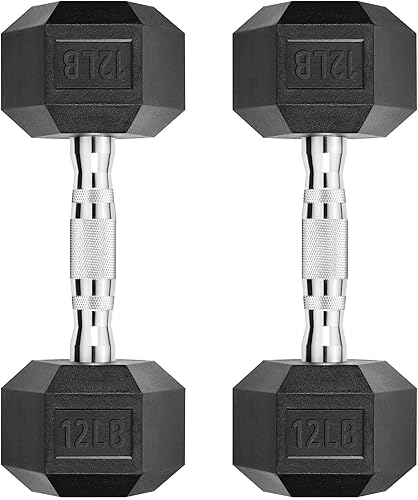 Miniatura 28 de Juego de 2 mancuernas hexagonales de 2.5 a 65 libras con revestimiento de goma, mancuernas para ejercicio y fitness, peso de mano para entrenamiento
