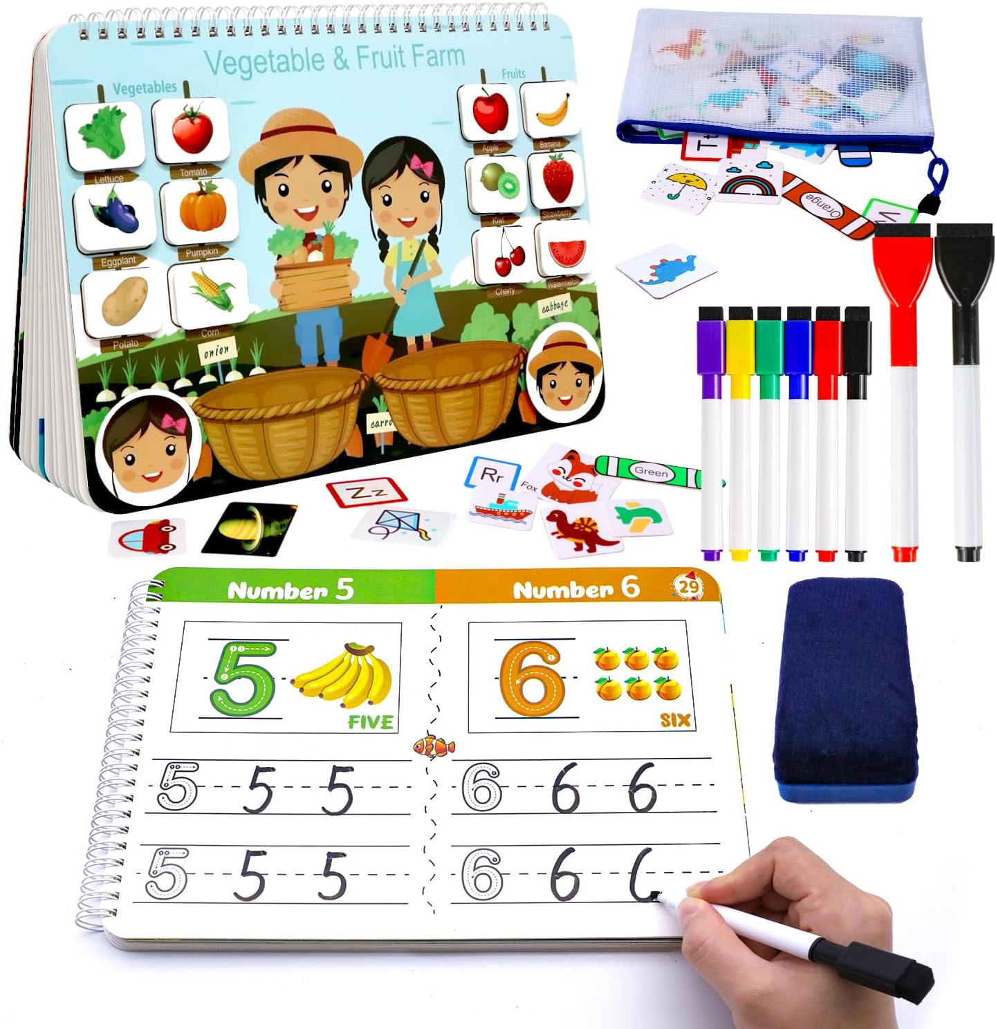 iHarPro Busy Book for Kids, 12 Pages Toddler Preschool Activity Binder and Early Learning Toys. Handwriting Practice Book for Kids, Toddlers Preschool Learning Activity 40 Pages