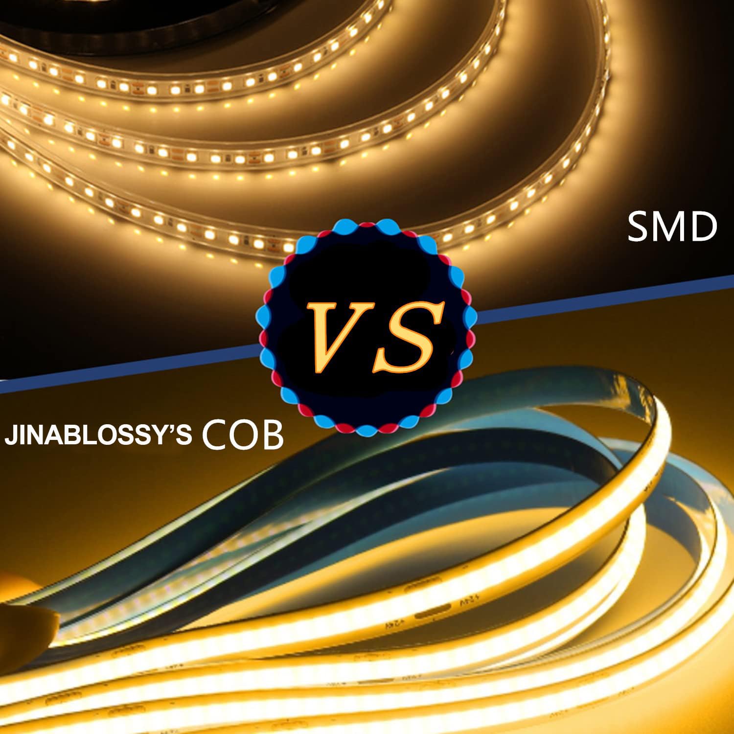 JINABLOSSY 24V Striscia LED COB 10M Bianco Naturale 4000K CRI 93+ Alta Densità 3200 LEDs Alta Luminosità Luci LED per Soggiorno Natale Bar Decorazioni(Solo Striscia)