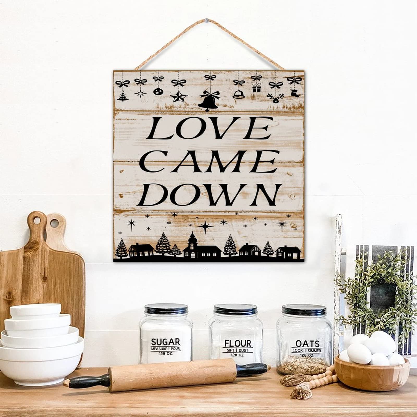 Panneau de Noël en bois rustique pour sublimer votre décoration de fête chaleureuse