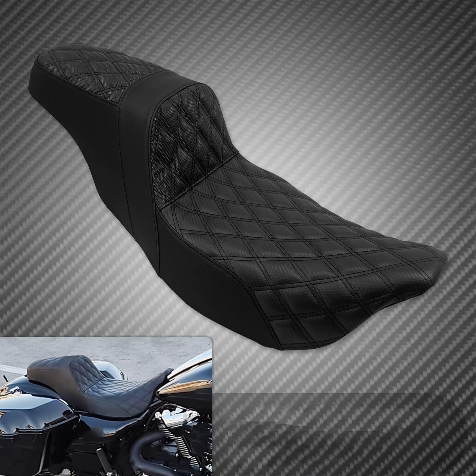 Sitzkissen Motorrad Fahrer Beifahrersitz Reiter Sattel Sozius Kompatibel Mit Touring Für Electra Für Street Glide Road King FLTRX 2009-25