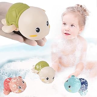 Newmemo Bath Toys Bathtub Toys for Toddlers, 3pcs Swimming Pool Turtle Bathtub Baby Bath Toys Water Toys Floating Wind Up Toys for Infants Birthday Gift for Kids Boy Girls