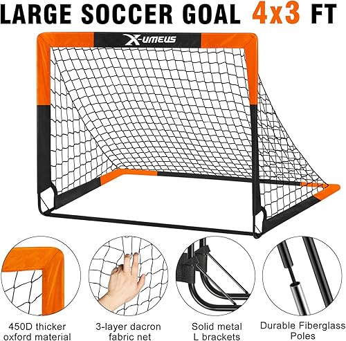 Miniatura 3 de Kids Soccer Goals for Backyard Set of 2, 4 x 3 ft6 x 4 Toddler Soccer Goal Training Equipment with Soccer Ball, Cones, Pop Up Soccer Net for Kids