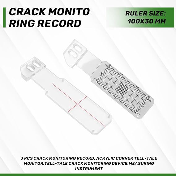 3 Pcs Crack Monitoring Record, Acrylic Crack Gauge Monitor, Tell-Tale Crack Monitoring Device, Standard Crack Measure and Record Instrument for Monitoring Wall Deformation and Crack