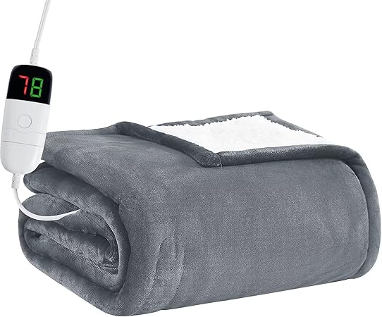 BOMOVA Heated Electric Throw Blanket - 50" x 60" Heating Blanket with 10 Heating Levels & 8 Hours Auto Off, Warm Flannel Blanket with Over-Heat Protection, for Women, ETL & FCC Certified