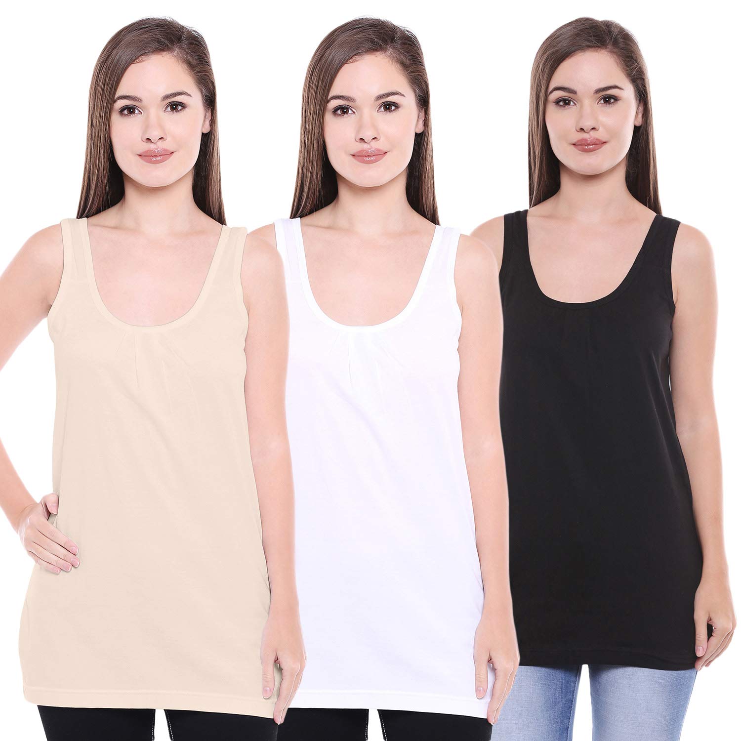 bodycare Women's Pack Of 3 Mid Length Loose Fit Camisole E64-picture-27
