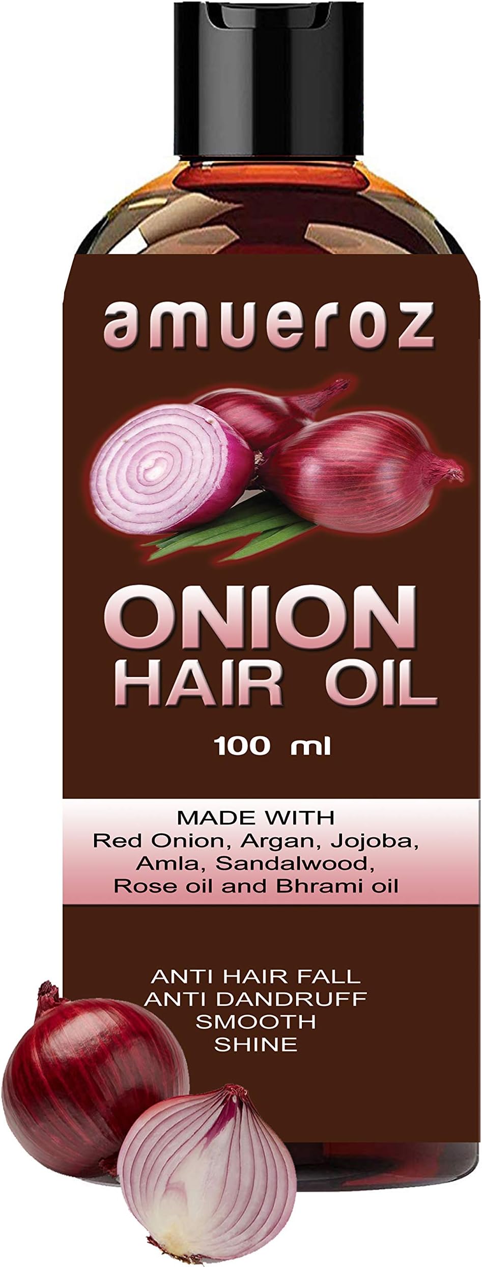 Amueroz Red Onion Hair Oil for Hair Growth, Anti Hair Loss, Relieves Stress,Strong & Healthy Hair (100 ml)