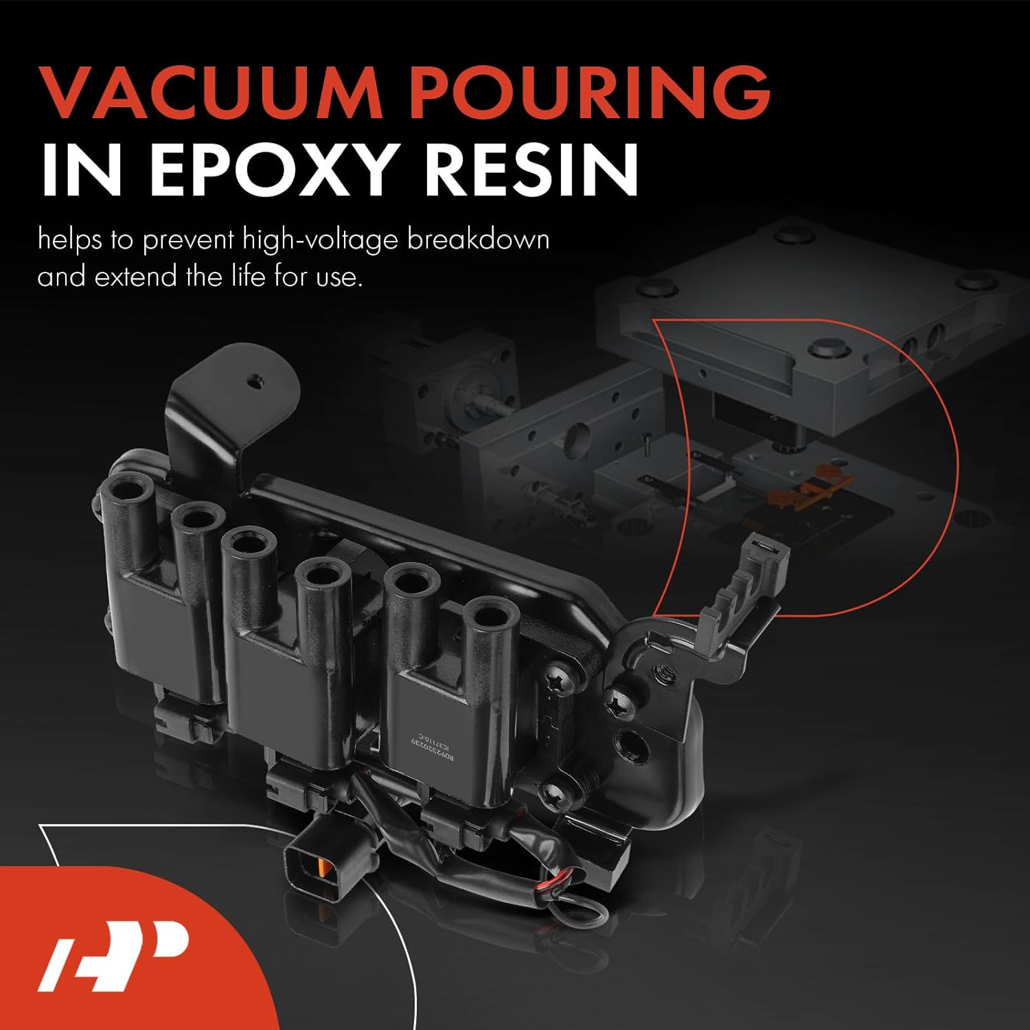 A-Premium Ignition Coil Compatible with Hyundai Santa Fe V6 2.7L 2001-2006, Tiburon V6 2.7L 2003-2008