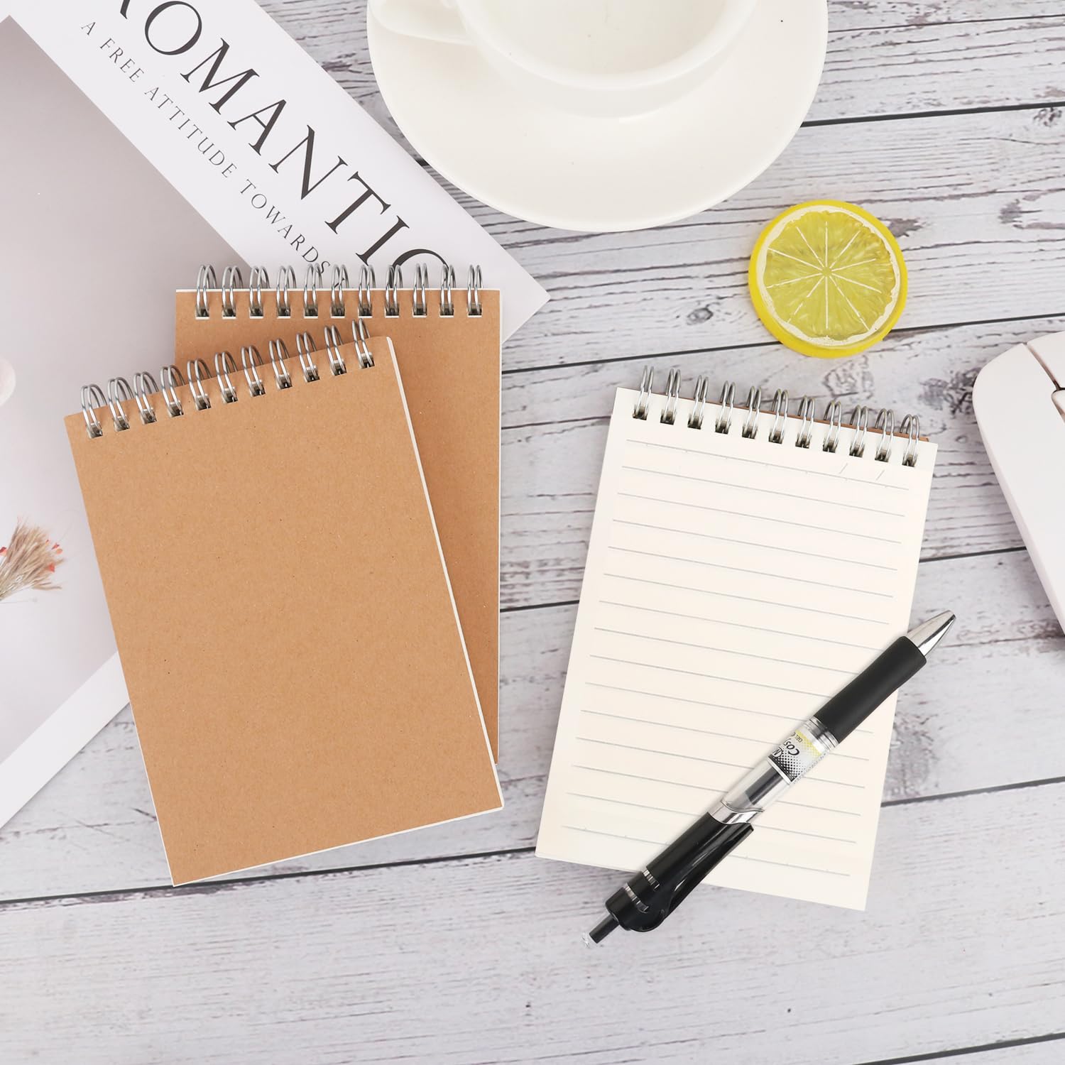 IHDYPPEW Paquete de 24 cuadernos rayados en espiral marrón, cuadernos A6 con espiral superior, cuadernos medianos versátiles para el trabajo, estudio y regalos, suministros de oficina, escuela (80